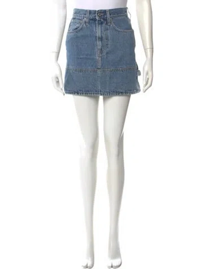 Pre-owned Helmut Lang Printed Mini Skirt In Blue