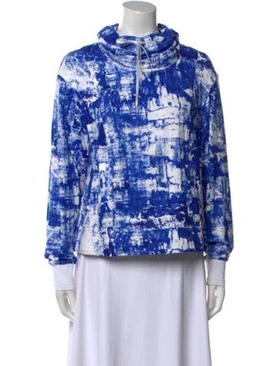 Pre-owned Helmut Lang Printed Mock Neck Sweatshirt In Blue