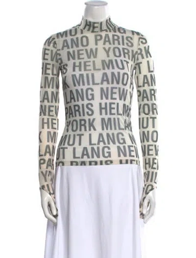 Pre-owned Helmut Lang Printed Mock Neck Top In Green
