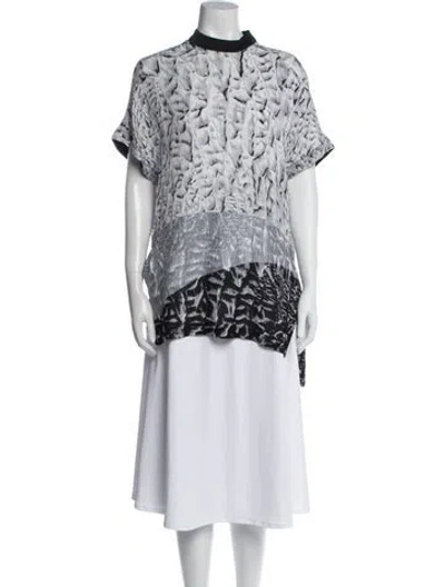 Pre-owned Helmut Lang Printed Mock Neck Tunic W/ Tags In Blue