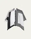 Helmut Lang Oversized Mixed Print Blouse In Multi