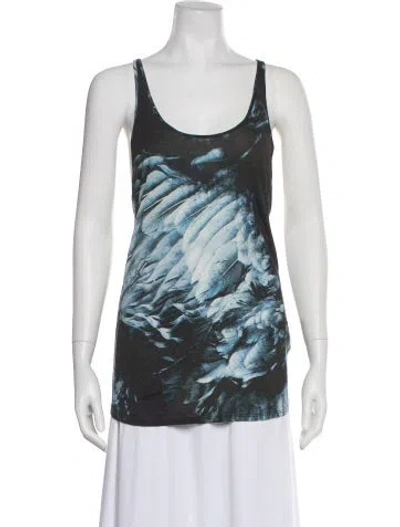 Pre-owned Helmut Lang Printed Scoop Neck Top In Blue