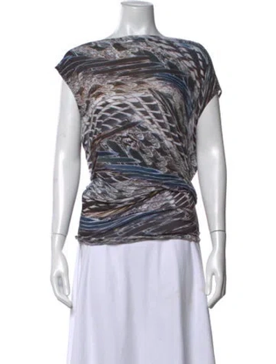 Pre-owned Helmut Lang Printed Scoop Neck Top In Blue