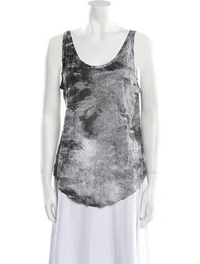 Pre-owned Helmut Lang Printed Scoop Neck Top In Gray