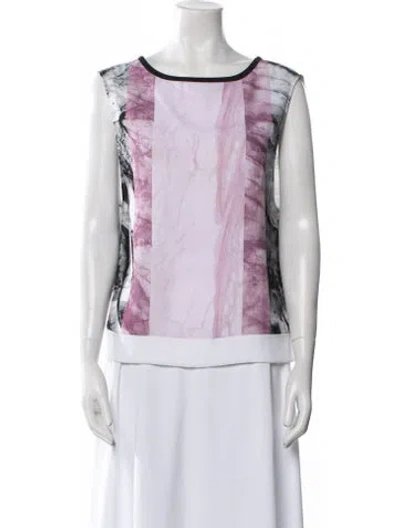 Pre-owned Helmut Lang Printed Scoop Neck Top In White