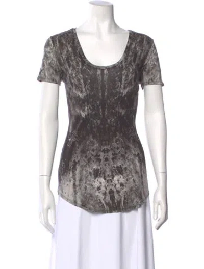 Pre-owned Helmut Lang Printed Scoop Neck T-shirt In Gray