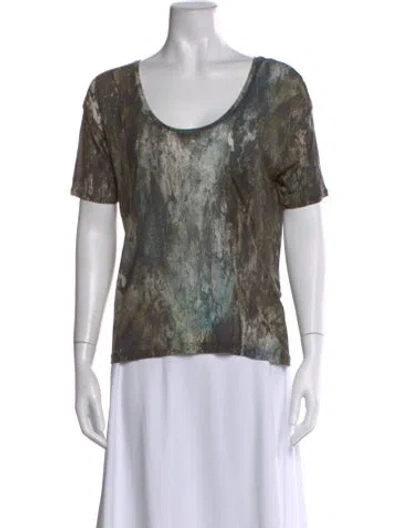 Pre-owned Helmut Lang Printed Scoop Neck T-shirt In Green
