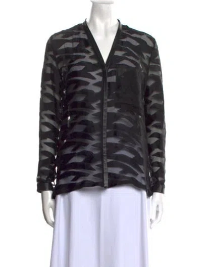 Pre-owned Helmut Lang Printed V-neck Blouse In Black