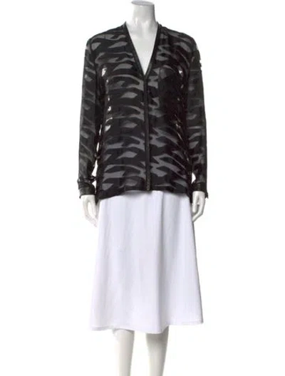 Pre-owned Helmut Lang Printed V-neck Blouse In Black