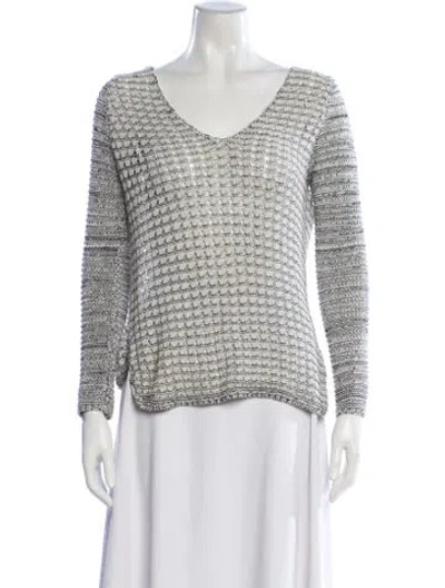 Pre-owned Helmut Lang Printed V-neck Sweater In Gray