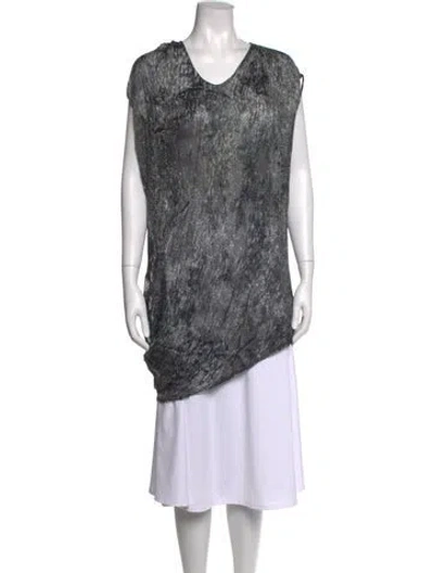 Pre-owned Helmut Lang Printed V-neck Top In Grey