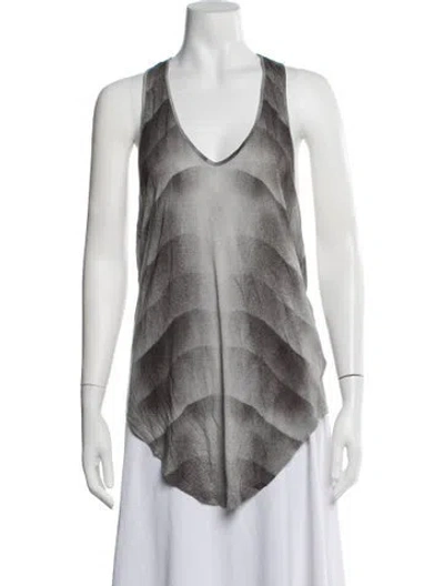 Pre-owned Helmut Lang Printed V-neck Top W/ Tags In Grey