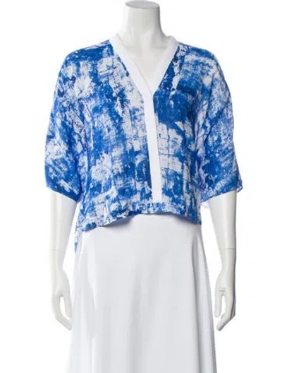 Pre-owned Helmut Lang Printed V-neck Top W/ Tags In Multi