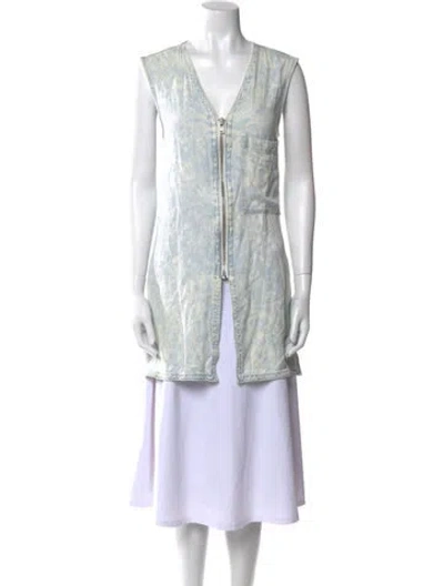 Pre-owned Helmut Lang Printed V-neck Tunic In Blue