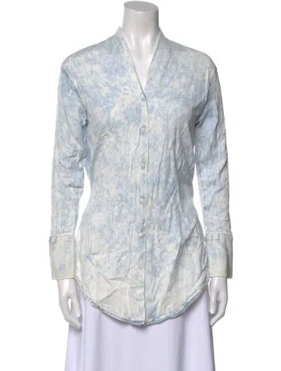 Pre-owned Helmut Lang Printed V-neck Tunic In Blue