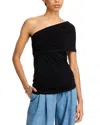 Helmut Lang Wind Convertible Asymmetric Cutout Jersey Top In Black