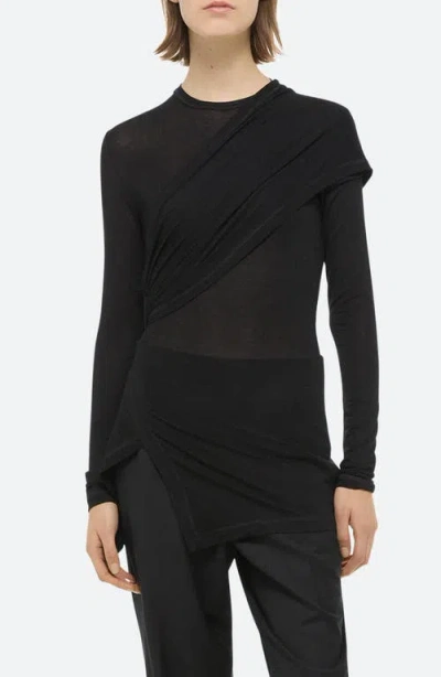 Helmut Lang Protection Draped Asymmetric Top In Animal Print