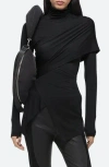 Helmut Lang Protection Draped Asymmetric Turtleneck Top In Black