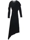 Helmut Lang Protection Draped Asymmetric Long Sleeve Dress In 黑色