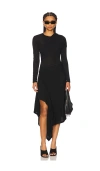 Helmut Lang Protection Draped Asymmetric Long Sleeve Dress In Black