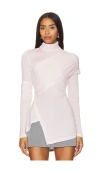 Helmut Lang Turtleneck Wrap Top In 灰粉色