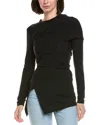 Helmut Lang Protection Draped Asymmetric Turtleneck Top In Black
