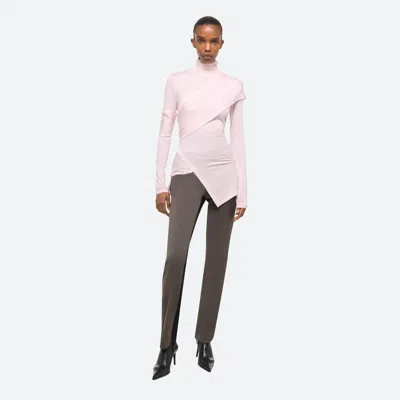 Helmut Lang Turtleneck Wrap Top In Dusty Pink