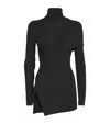 Helmut Lang Draped Stretch-lyocell Jersey Turtleneck Top In Black