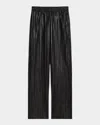 Helmut Lang Pull-on Pleated Leather Car Trousers In Black