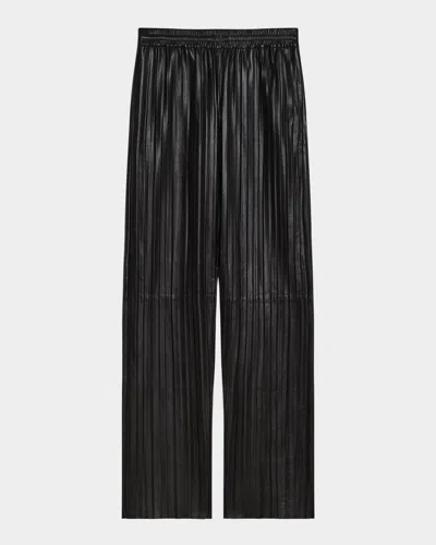 Helmut Lang Pleated Leather Car Trouser In Black