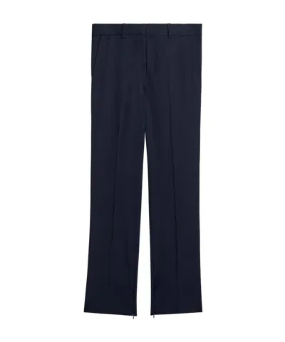 Helmut Lang Pure Wool Trousers In Navy