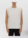 Helmut Lang Raised Logo Sleeveless Crew Neck Top In White