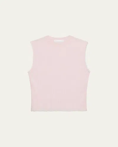 Helmut Lang Raw Edge Linen Blend Sweater Tank In Pink