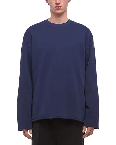 Helmut Lang Raw Hem Crewneck In Blue