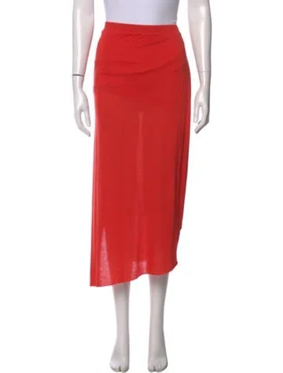 Pre-owned Helmut Lang Raw-edge Trim Midi Length Skirt In Orange