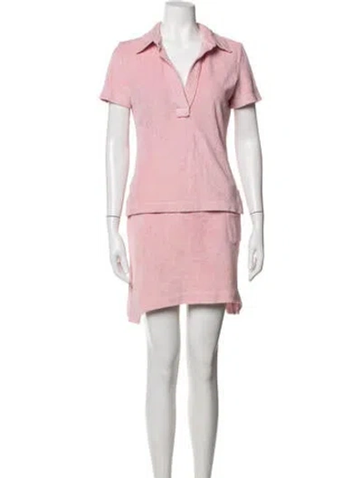 Pre-owned Helmut Lang Raw-edge Trim Skirt Set In Pink