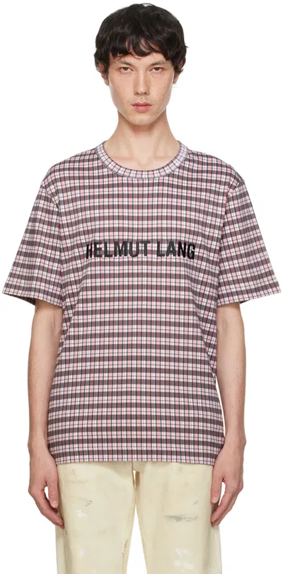 HELMUT LANG RED & WHITE PRINTED-LOGO T-SHIRT
