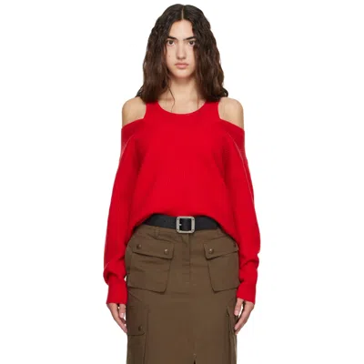 Helmut Lang Red Double-layer Sweater In Red - N00