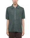 Helmut Lang Regular Fit Half Zip Linen Polo Sweater In Multi