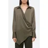 Helmut Lang Wrap Relaxed Shirt In Olive In Green