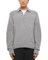 Helmut Lang Relaxed Fit Block Knit Wool Polo Sweater In Gray