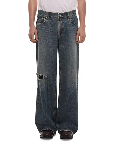 Helmut Lang Relaxed Fit Distressed Jeans In Tinted Vintage Blue In Black