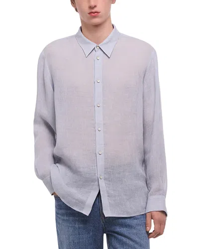 Helmut Lang Relaxed Fit Linen Gauze Button-up Shirt In Blue