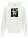 Helmut Lang Relaxed Fit Graphic Print Hoodie With Front Pocket In White