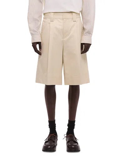 Helmut Lang Relaxed Fit Pleated Chino Shorts In Brown