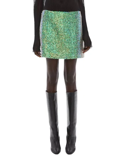 Helmut Lang Relaxed Fit Sequin Mini Skirt In Green