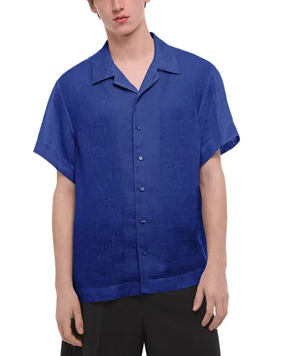 Helmut Lang Relaxed Linen Camp Shirt In Blue