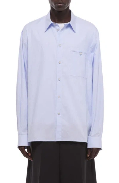 Helmut Lang Relaxed Fit Stripe Button-up Shirt In Blue
