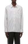 Helmut Lang Relaxed Fit Stripe Button-up Shirt In White