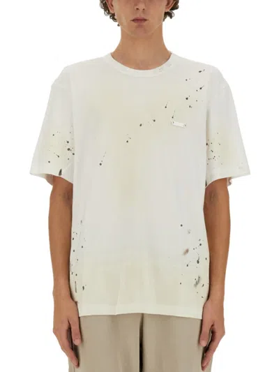 Helmut Lang Relaxed-fit T-shirt With Unique Splatter Print In White